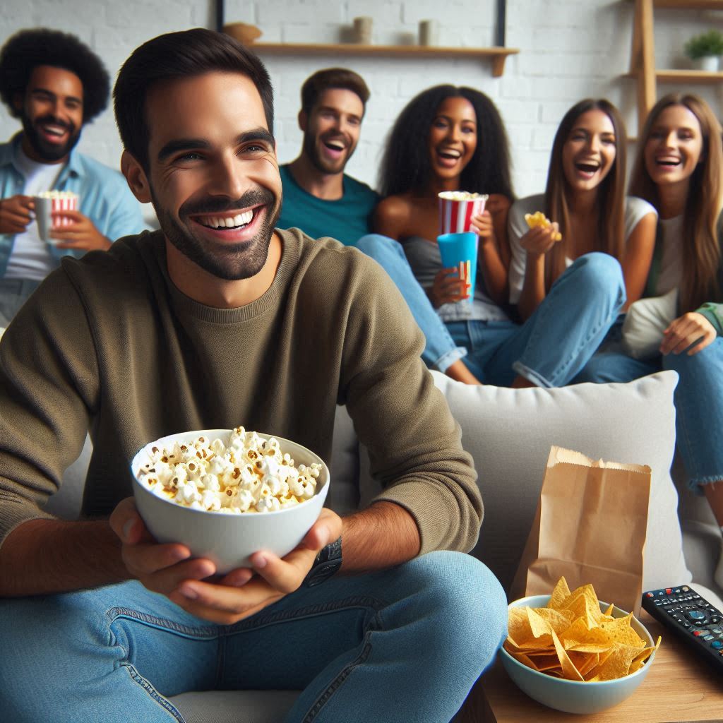 Filmabend mit Popcorn und Nachos